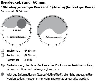 Bierdeckel rund 60 mm / Offsetdruck