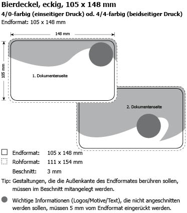 Bierdeckel eckig 105x148 mm / Offsetdruck